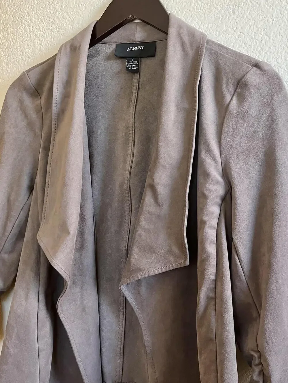 Alfani Suede Open Front Jacket - Small - Picture 2 of 4